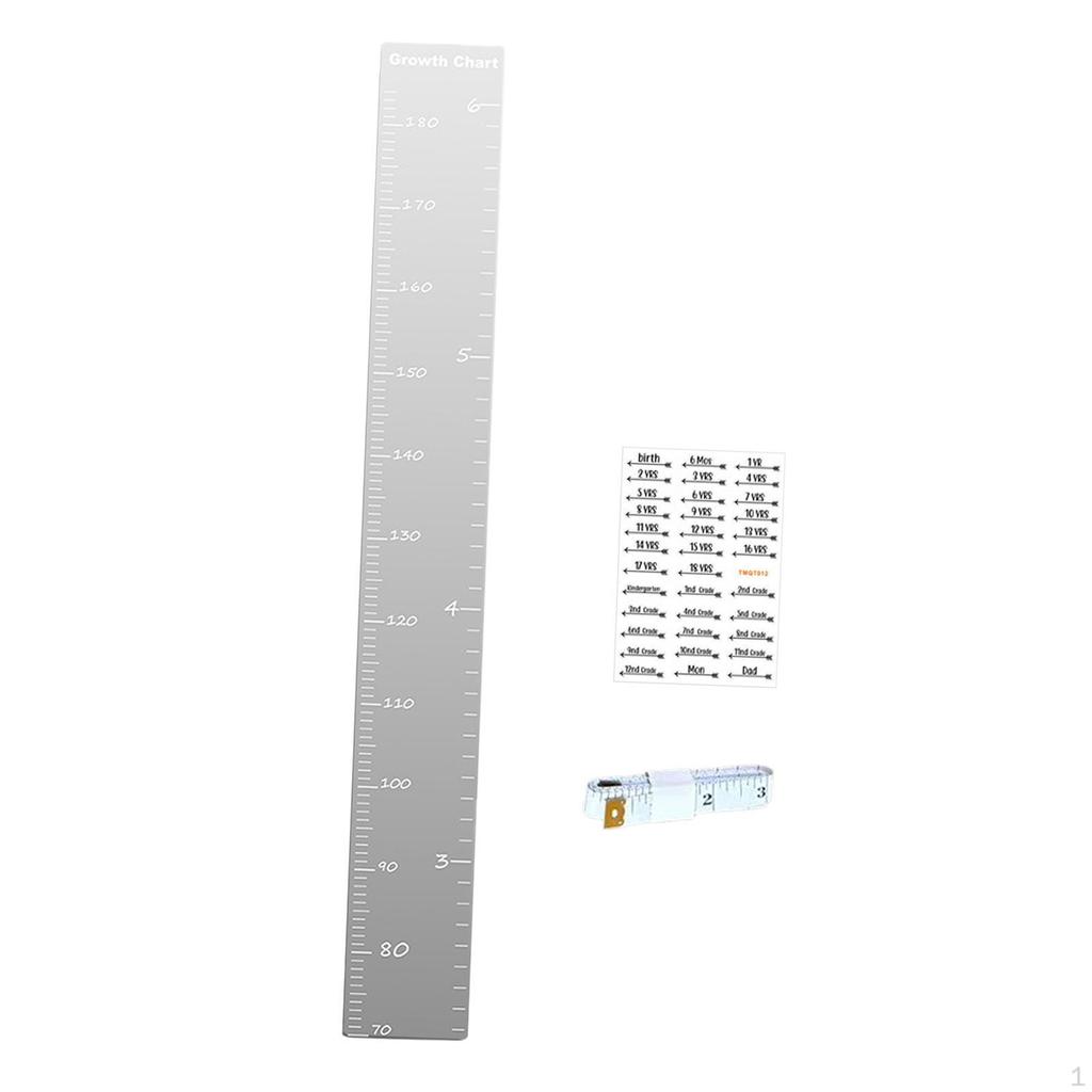 Acrylic Kids Growth Chart Mirror DIY Splicing 120cmx15cm for Bedroom with Stickers Height Ruler