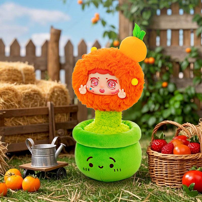 Happy Farm Orange Plush Potted Plant Cherry Desk Pendulum for Girlfriend Birthday Gift Desk Pineapple