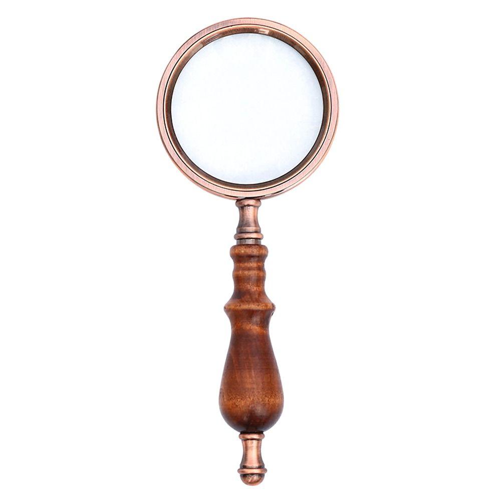 Wooden Handle 10X Microscope Reading Jewelry Magnifiers Vintage Magnifying Glass Handheld