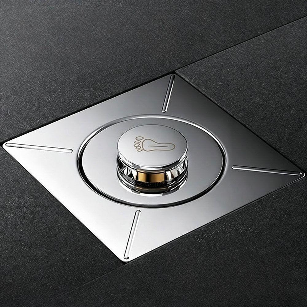 Stainless Steel Floor Drain Cover Foot Press Floor Drain Stopper Bathroom Drainage