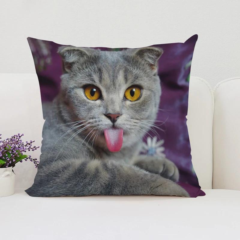 Cute Cat Decorative Pillow Cover 45x45 Cushions Covers Pillowcase 45*45 Bed Pillowcases Cover for Living Room Cushions Cushion