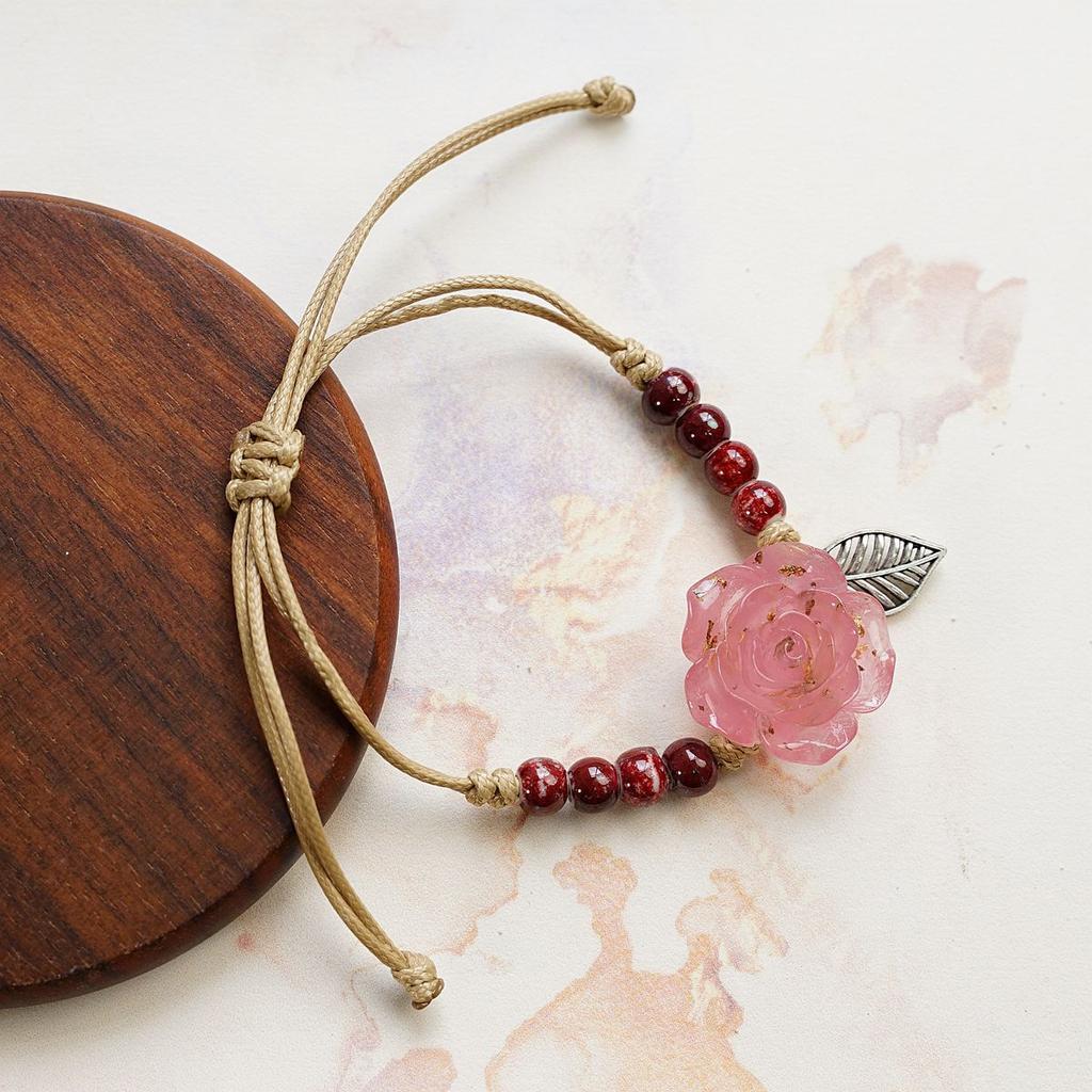 New Chinese Flower Woven Bracelet Wholesale Hot-selling Retro Jewelry Ethnic Style Ceramic Bracelet Accessories