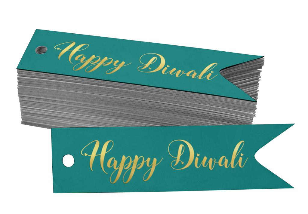 Inkdotpot Pack Of 100 Happy Diwali Favor Paper Tags Craft Real Gold Foil Hang