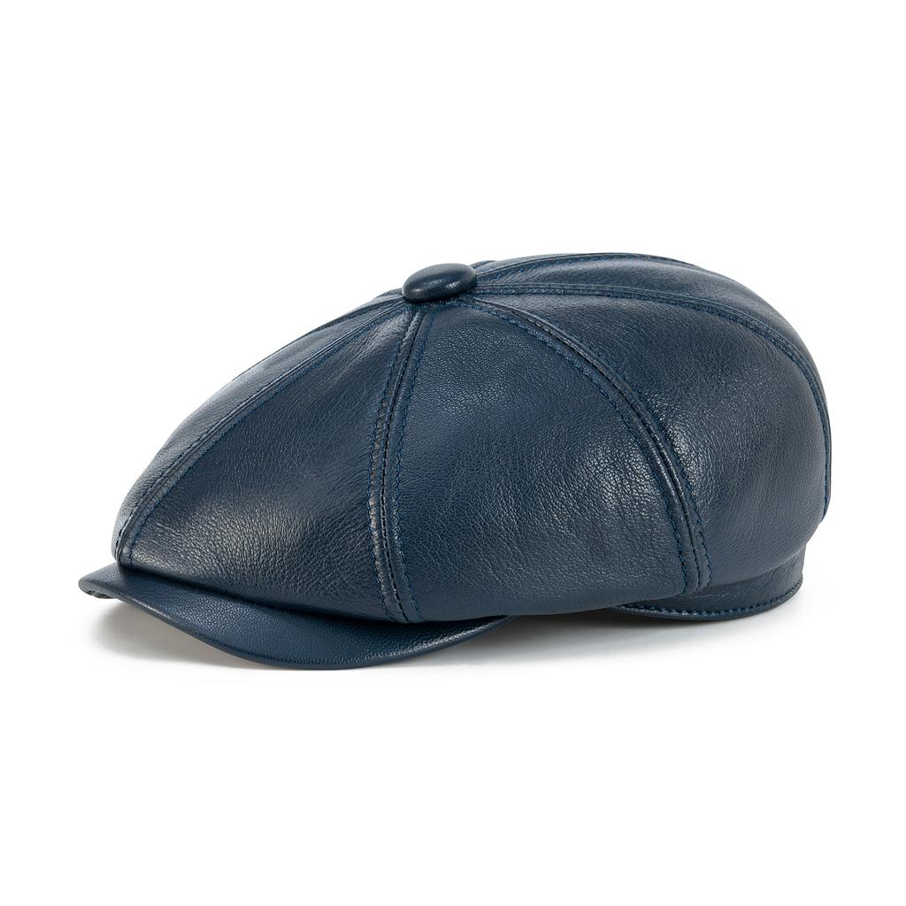 VOBOOM Cappello Piatto Unisex in Pelle Premium, Berretto da Giornalaio a 8 Pannelli con Coulisse Regolabile, Texture Morbida e Resistente, Stile Classico Retrò