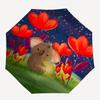 1pc Koala Flowers Night Automatic Folding Umbrella - Compact 8-Rib Design, Durable Plastic & Iron, Lightweight for Outdoor Daily Use078