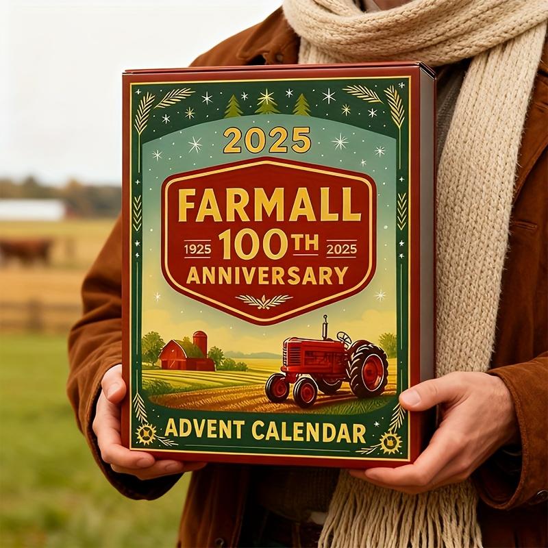 

2025 Tractor 100th Anniversary Advent Calendar 24 Days with 24Pcs 2D Gift Countdown Calendar Surprise Toys Tractors Truck Decor M