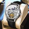 JINSHIDUN Neue Business-und freizeit herren Uhr Mode Hohl Mond Phase Wasser-proof Leuchtende Mechanische Uhr High-end-herren Uhr