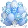 60Pcs Blue White Cloud Party Balloons Clouds Print Pastel Baby Blue Latex Balloon Blue Confetti Balloon Kids Sky Theme Birthday