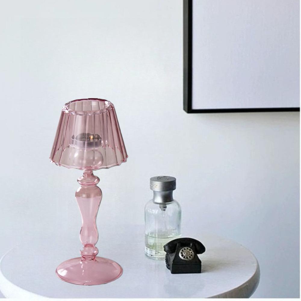 Creative Desk Lamp Shaped Glass Candle Holder European Romantic Dinner Candle Holder for Wedding Dinning Party Supplies Decor