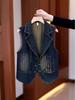 2025 Spring Plus Size Women's Loose Denim Vest - Trendy Sleeveless Outerwear
