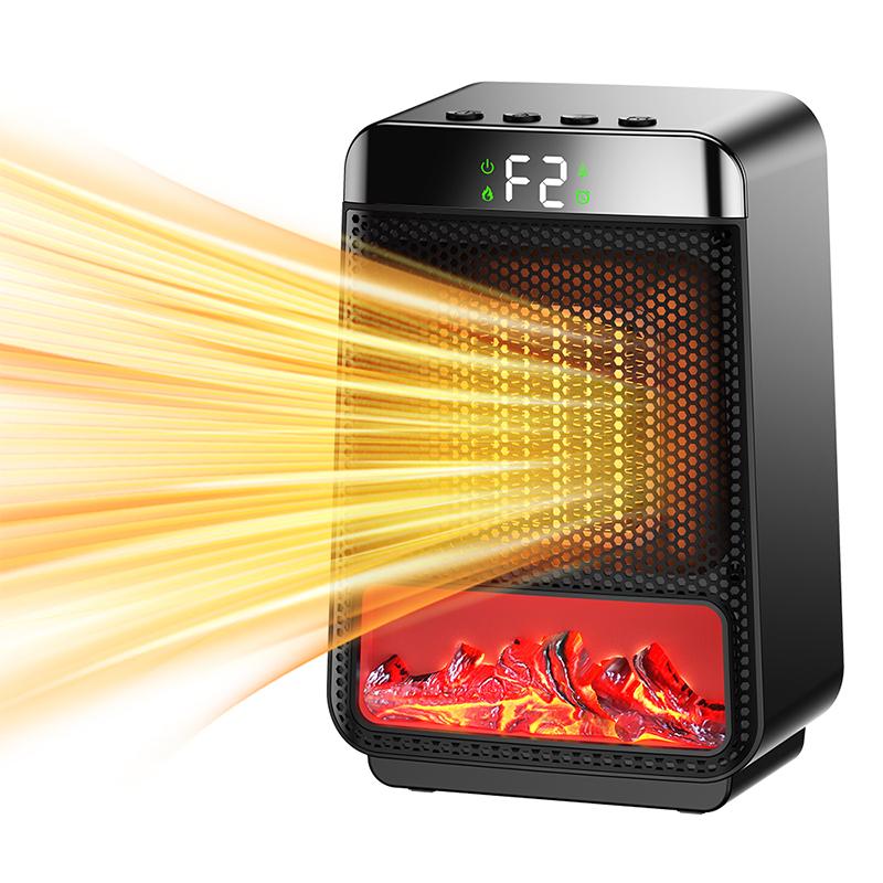 Timeable Electric Heater with 3D Dynamic Flame Silent Energy-Saving PTC Quick Heat Home Decorative Heater