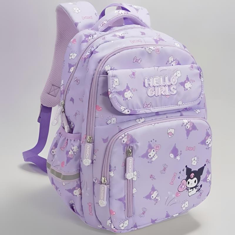 Canvas Kuromi & My Melody Water-Resistant School Backpack for 1st-3rd Grade Students