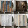 Rustic Shower Curtain Vintage Vertical Wood Planks Distressed Rustic Hardwood Design Fabric Bathroom Decor Curtain With Hooks
