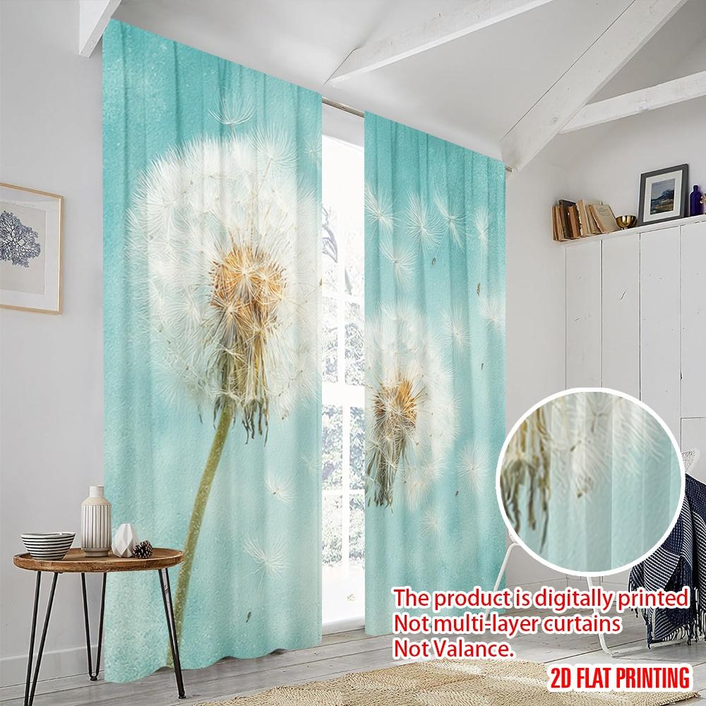 2pcs,2D Plane Printing Curtain Fabric Whispering Puffs 100% Polyester (without Rod) Decorations Inside Ldeal for Living Room &