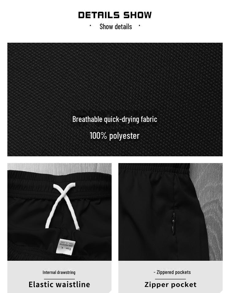 Men's Quick-Dry Sports Shorts with Invisible Zipper Pockets for Track and Field