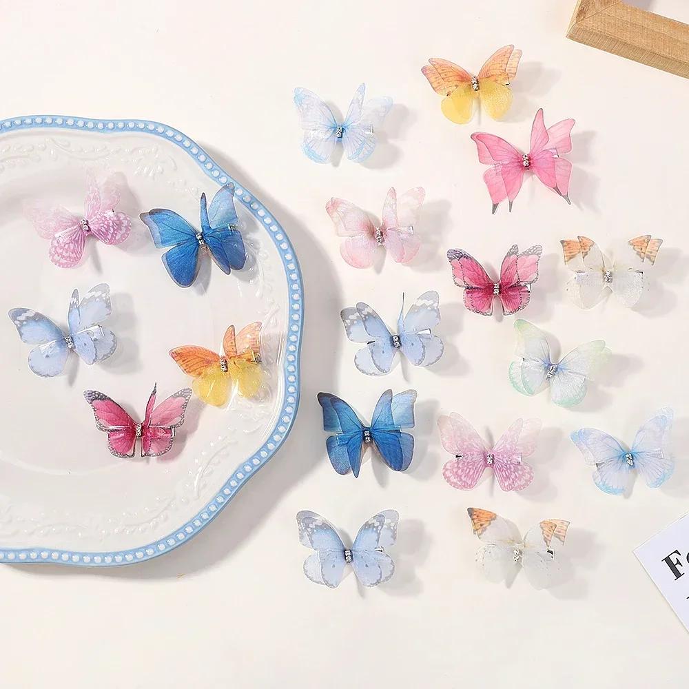 New Cute Princess Mesh Double-layer Butterfly Lovely Girls Hairpins Children Headwear Hairgrip Hair Clips Hair Accessories
