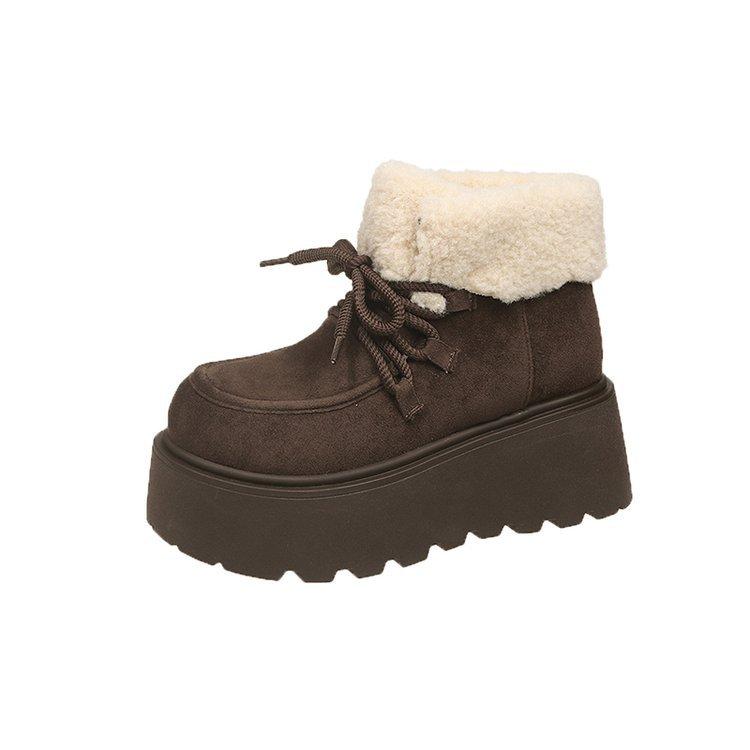 Schneestiefel mit dicker Sohle Damen Winter 2025 neue kurze Stiefel Baumwollschuhe Damen Schneestiefel gefütterte verdickte Martens Stiefel Schneestiefel