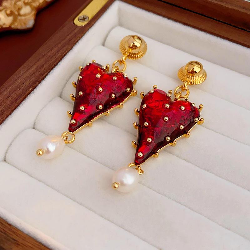 Silver Needle Diamond Teardrop Pendant Stud Earrings - Vintage Luxury Design