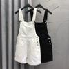 European Style Anti-Aging Denim Overalls - Women's Loose Summer Shorts with Rolled Hem and Wide Leg Design