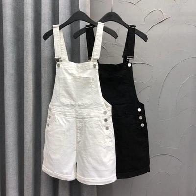 European Style Anti-Aging Denim Overalls - Women's Loose Summer Shorts with Rolled Hem and Wide Leg Design