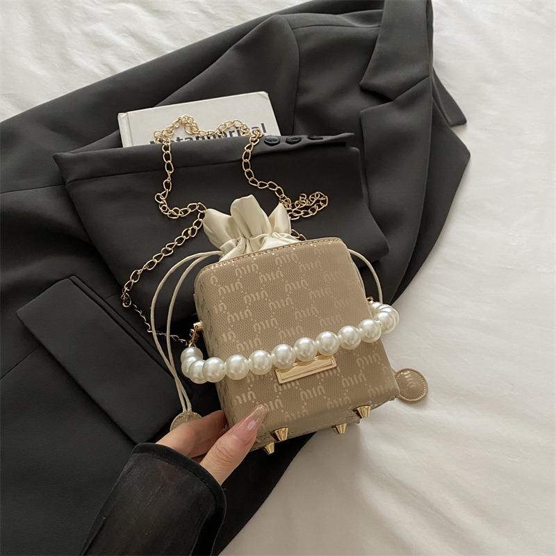 

Premium small bag women s new pumping belt bucket bag women s casual chain bag beaded shoulder messenger bag