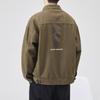 Men's Loose Fit Plus Size Khaki Denim Jacket - American Retro Spring/Autumn, Japanese Trend Brand