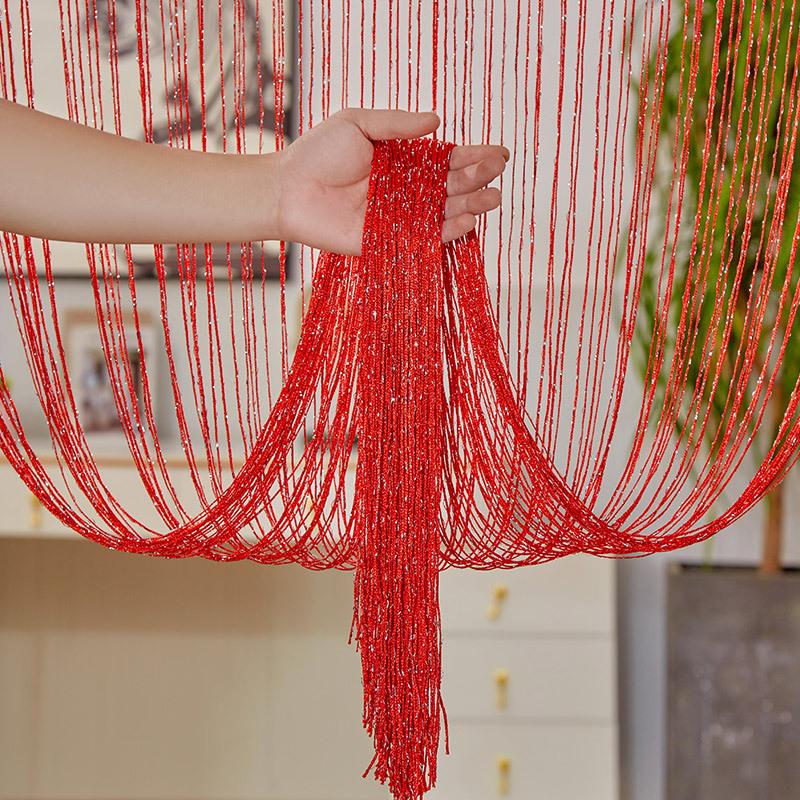 3m X 3m Colorful Silver Glitter Tassel String Curtain, Extra Dense Hanging Room Divider Curtain for Wedding Living Room Entryway