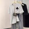 [Back Bag Strip Pure Cotton] Pure Cotton Short-sleeved T-shirt Women's Summer Loose