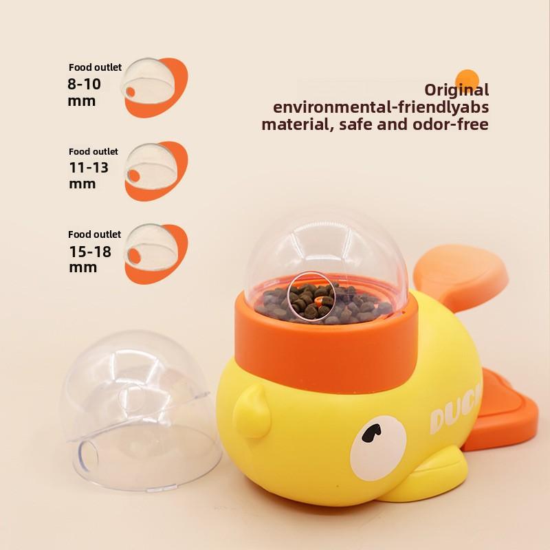 The Little Yellow Duck Steps On The Feeding Device, The Puppy's Training Toy Expanders Energy, The Freeze-dried Launcher, The Dog Leaks Food