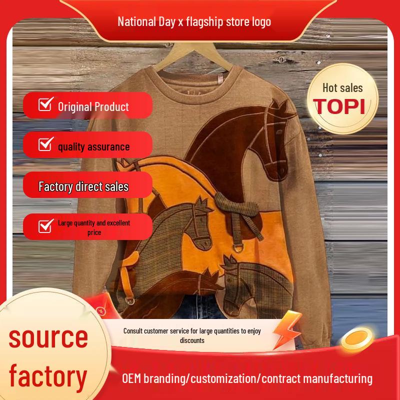 

Gradient Color Long Sleeve Sweatshirt with Crew Neck Art Print - Versatile and Warm Base Layer L