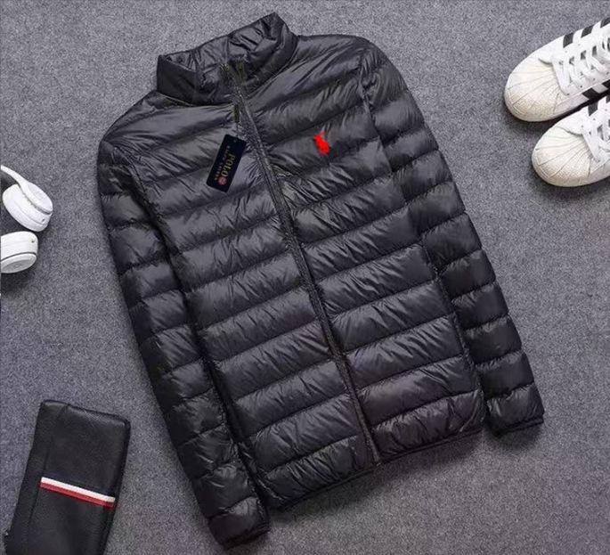 Jachetă de iarnă casual ușoară pentru bărbați 2025, cu guler înalt brodat RL - Rezistentă la frig, Mărime mare, Lungime scurtă