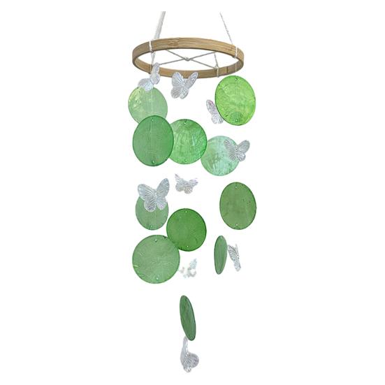 Wind Chime for Outside Ocean Theme Hanging Butterfly Windchime with Round Shells for Patio Garden Decor Gifts for Women Mom Wife