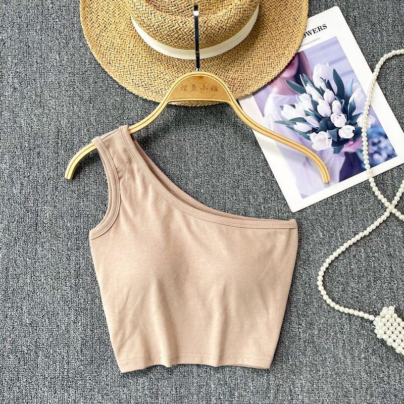 Summer Vest for Women Outwear 2024 New Arrival Sexy Short Sleeveless with Chest Pad Tops Sexy Scheming off-the-Shoulder Sling