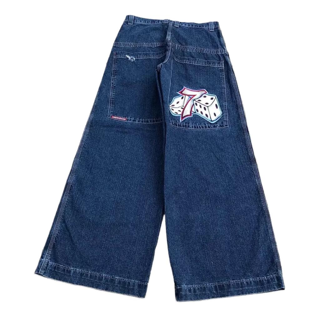 ZYLLO Y2K BARgy Jeans Men VintARe Embroidered High Quality Jeans Hip Hop Goth Streetwear Harajuku Men Women Casual Wide Leg Jeans New