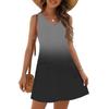 Women's Fashion Casual Summer Cuffless Pocket V-neck Gradient Print Dress Beach Sundress