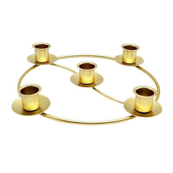 Yousheng Advent Wreath Candle Holder Christmas Candle Ring Stand for 4/5 Taper Candles Gold Metal Advent Wreath Ring for Christmas Holiday Home Party