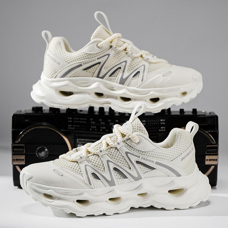 

Массивные кроссовки размера плюс 45 для мужчин с полой подошвой, кроссовки для бега, модная повседневная кожаная сетчатая дышащая обувь на увеличенной платформе 39