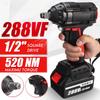 AC 110-240V 520NM 1/2 Inches Max, Brushless Impact Wrench 288VF  Li-ion Electric Wrench with 2 Batteries for Battery
