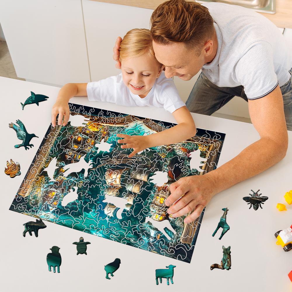 3D Stereo Book Scene Wooden Puzzle - Montessori Toy with Exquisite Patterns, Animal-Themed, Birthday Gift for Adults & Kids