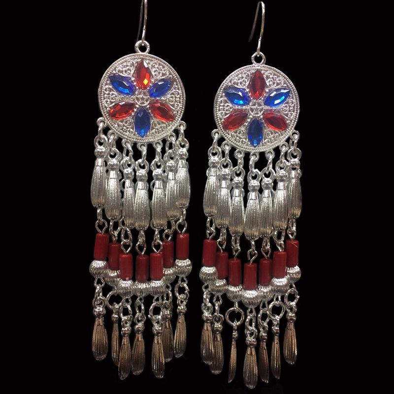 2019 new earrings ethnic style beaded fringed earrings source factory accessories exaggerated acrylic Internet celebrity earrings