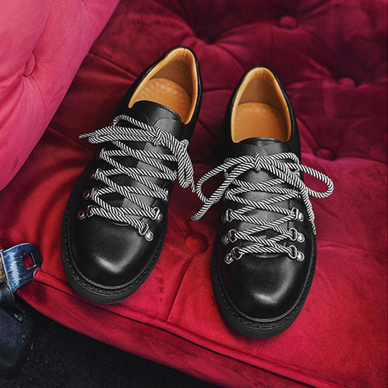 Genuine Leather Shoes Mens Derbys Flat Brand Male Footwear Black Shoes Cool Young Man Fashion Style Plus Size 45