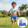 Nuovo Prodotto Estivo Set in Cotone Lavorato a Maglia per Bambini Stampa Dinosauro Cartone Animato Maglia a Maniche Corte Set Due Pezzi