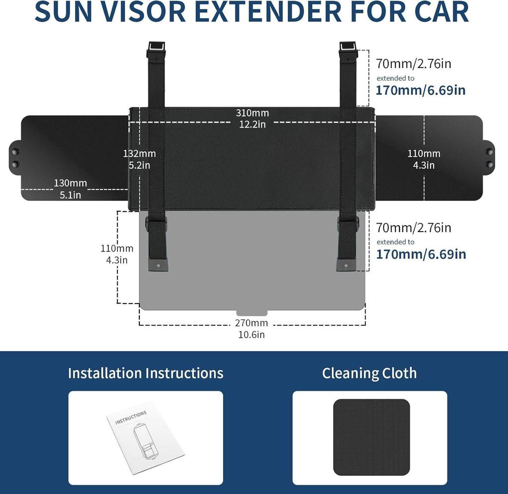 Retractable Anti-Glare Car Sun Visor with Storage - In Stock