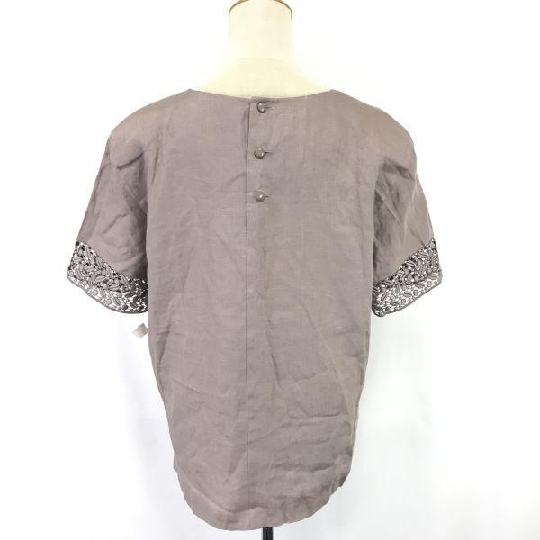 Chalet Blanc vintage linen short sleeve blouse women's L beige(USED)