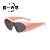 European and American fashion future technology wind large frame special-shaped one-piece sunglasses Spice girl personalized retro concave sunglasses