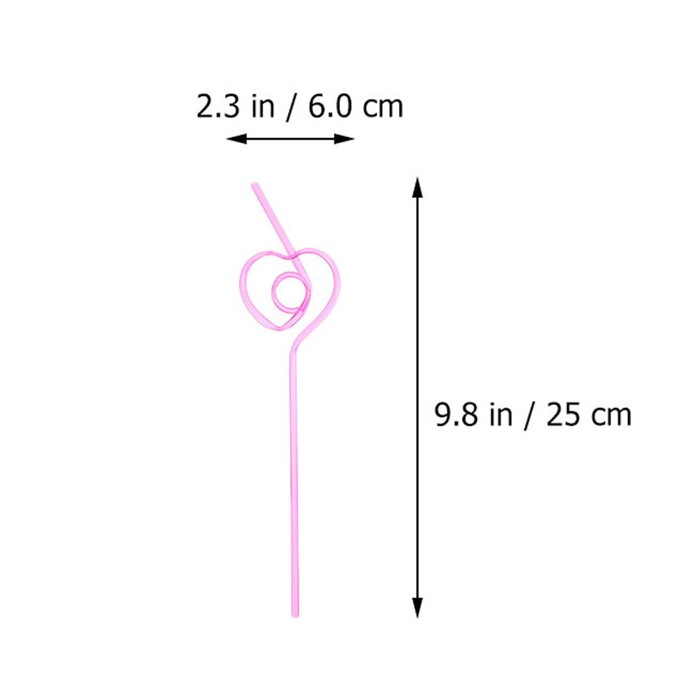 25pcs Heart Shape Creative Beverage Straws For Party Drink Decorative Curved Straw Reusable Plastic Straws Home Kitchen Bar