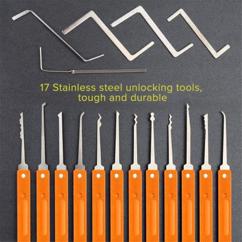 Set profesional de 17 piese pentru deschis încuietori Dispozitive cuprinzătoare pentru deblocarea încuietorilor Etui dens pentru transport Pentru experți pasionați