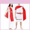 Elegant Unisex Halloween Costume Featuring Egyptian And Greek Inspired Red Cloak