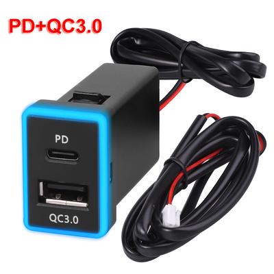 USB C Car Charger PD QC3.0 Dual USB Fast Charger Socket 12V Mobile Phone Charge Power Adapter Outlet for Toyota ZW