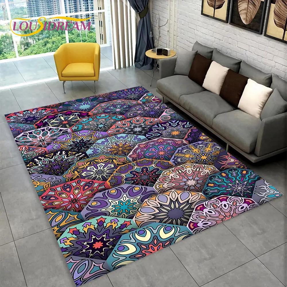 Bohemia Mandala Geometric Area Rug,Carpet Rug for Home Living Room Bedroom Sofa Doormat Kitchen Decor,Kid Non-slip Floor Mats